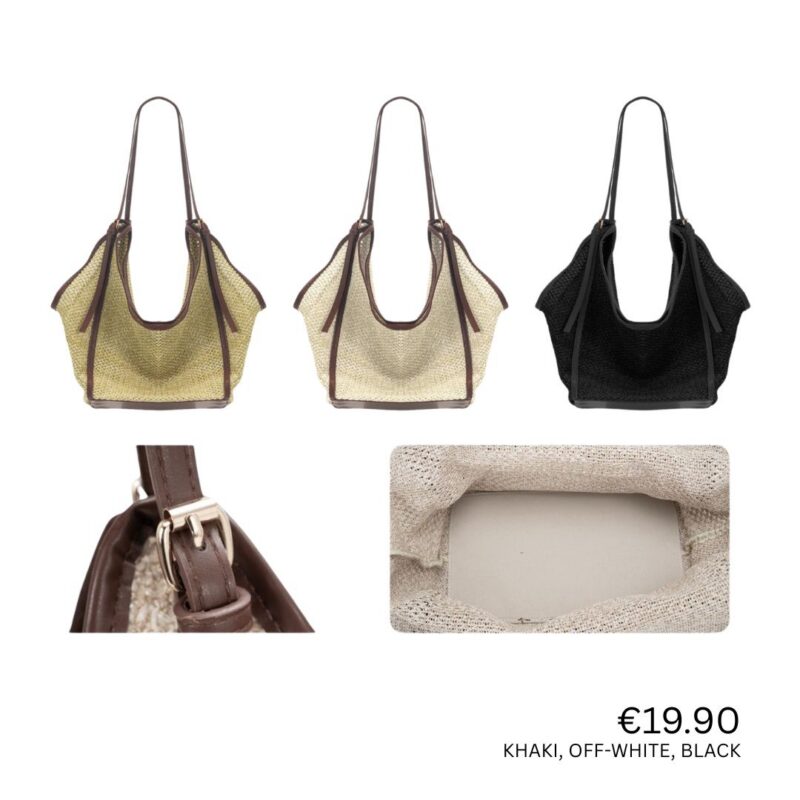Woven Straw Shoulder Tote Bag