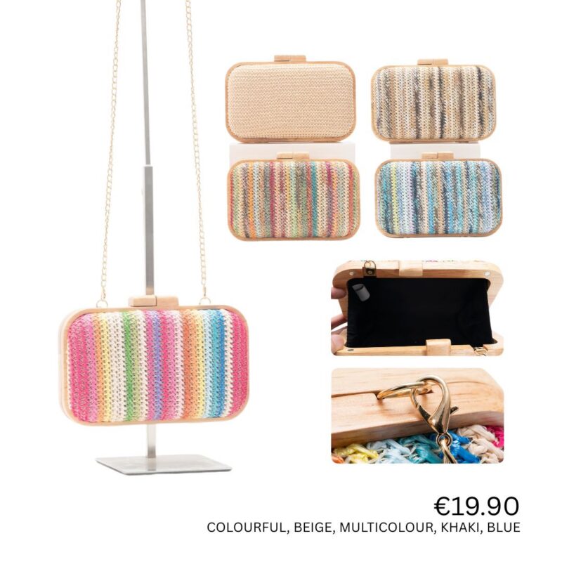Rainbow Woven Box Clutch Bag