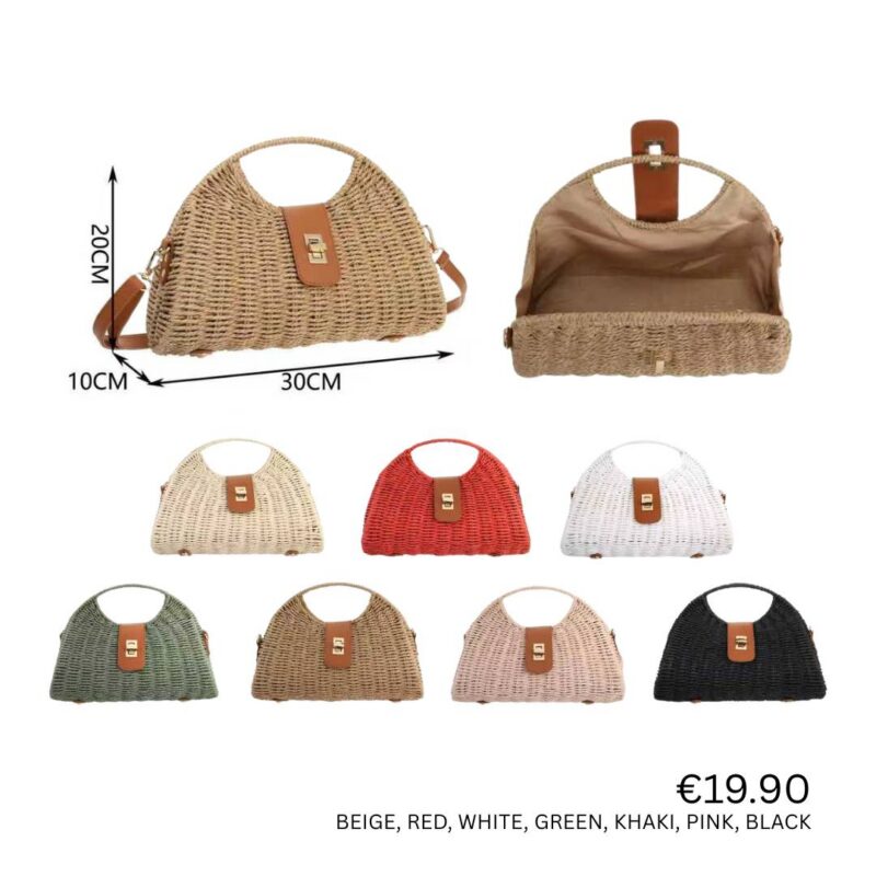 Woven Half-Moon Handbag