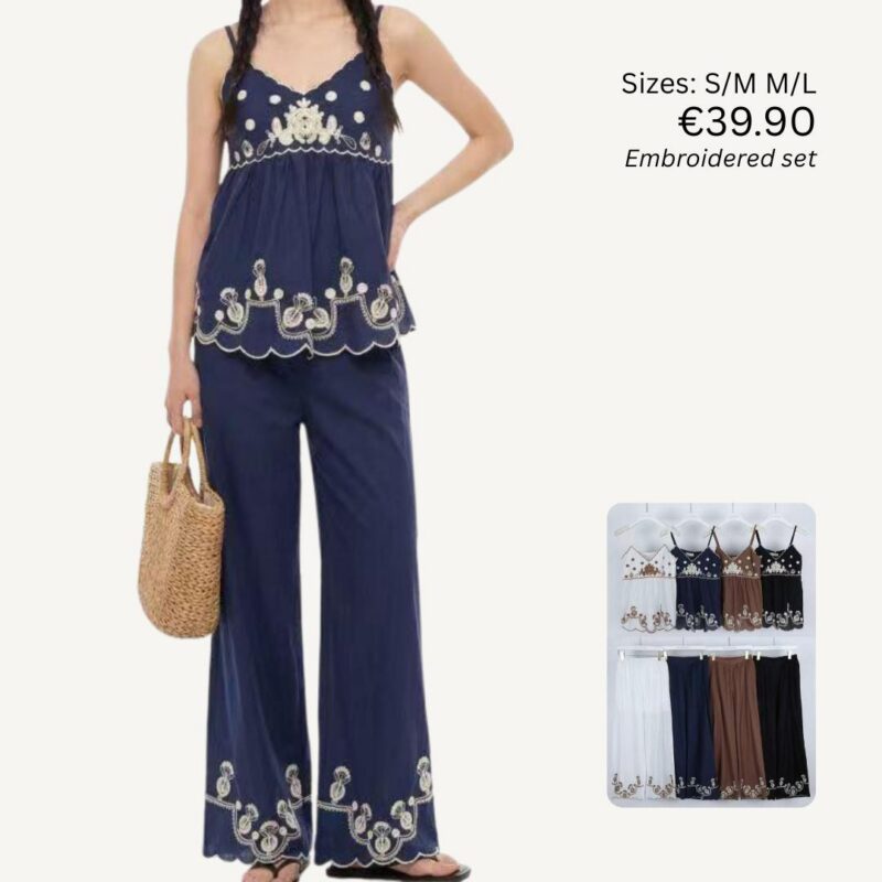 Embroidered Cami Pant Set