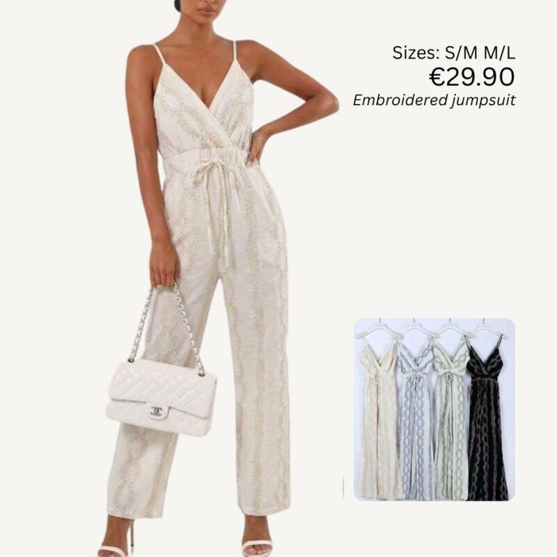 Embroidered Wrap Jumpsuit