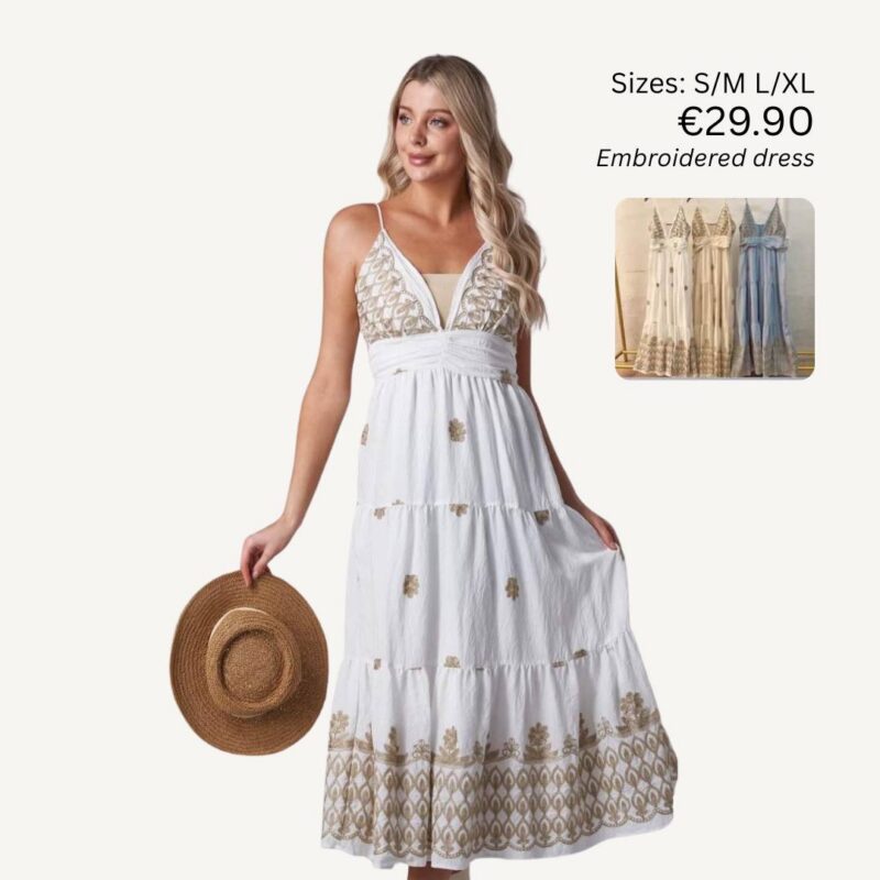 Embroidered Tiered Maxi Dress