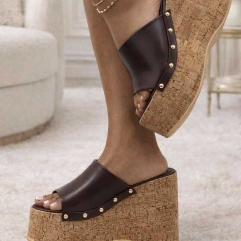 Cork Platform Slide Sandals