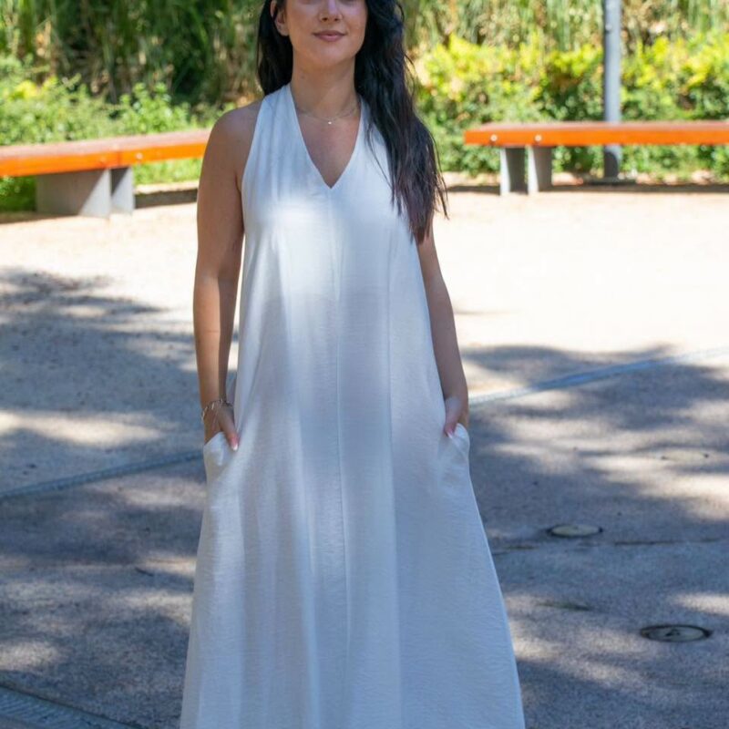 Sleeveless V-Neck Maxi Dress with Pockets