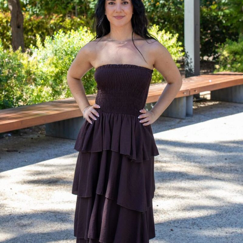 Strapless Smocked Tiered Maxi Dress