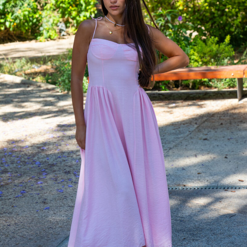 Classic Pastel Pink Tie-Strap Sundress