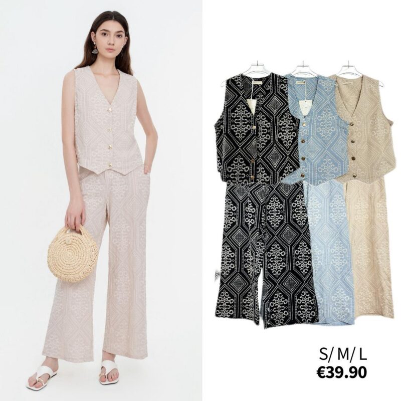 Women's Patterned Vest and Trouser Set