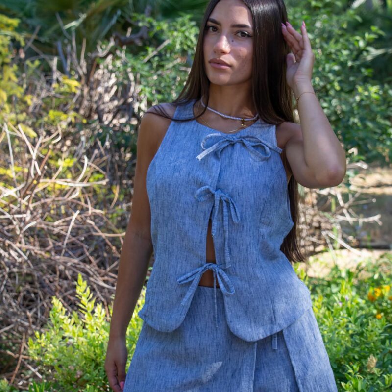 Sleeveless Tie-Front Top and Skort Set
