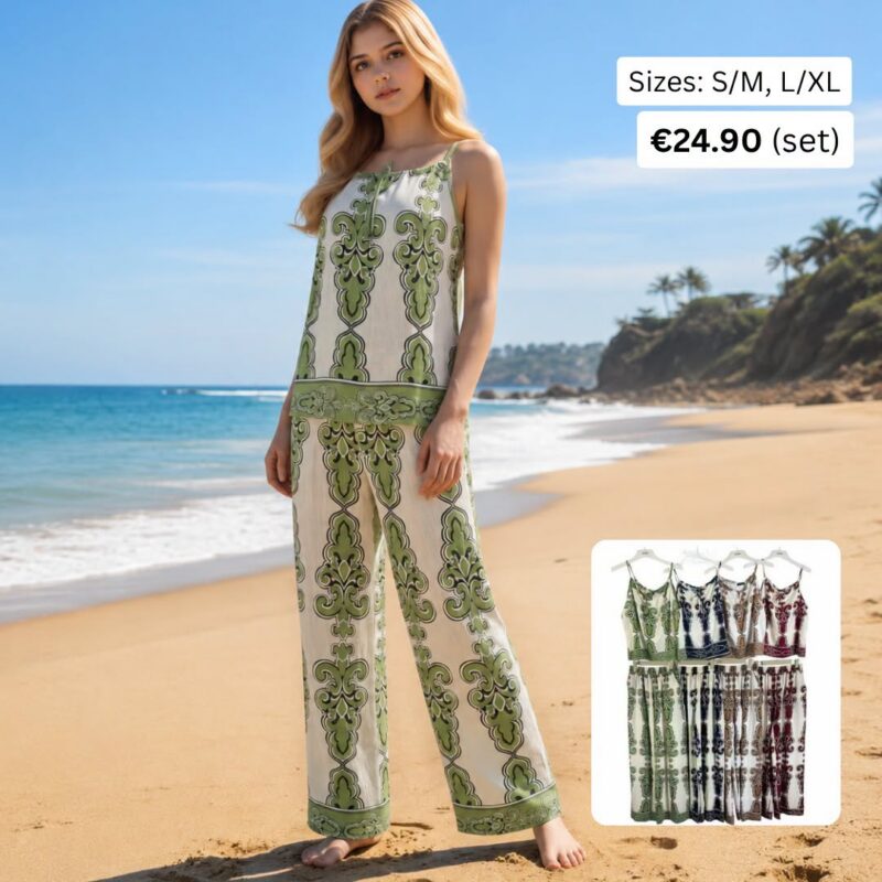 Patterned Camisole and Trouser Set