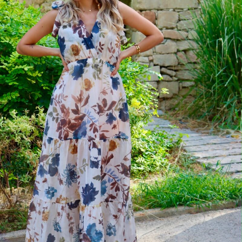 Floral Tie-Strap Maxi Dress