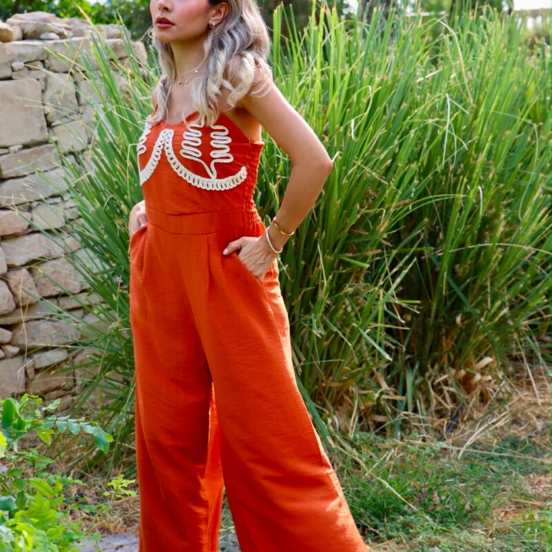 Embroidered Bodice Jumpsuit