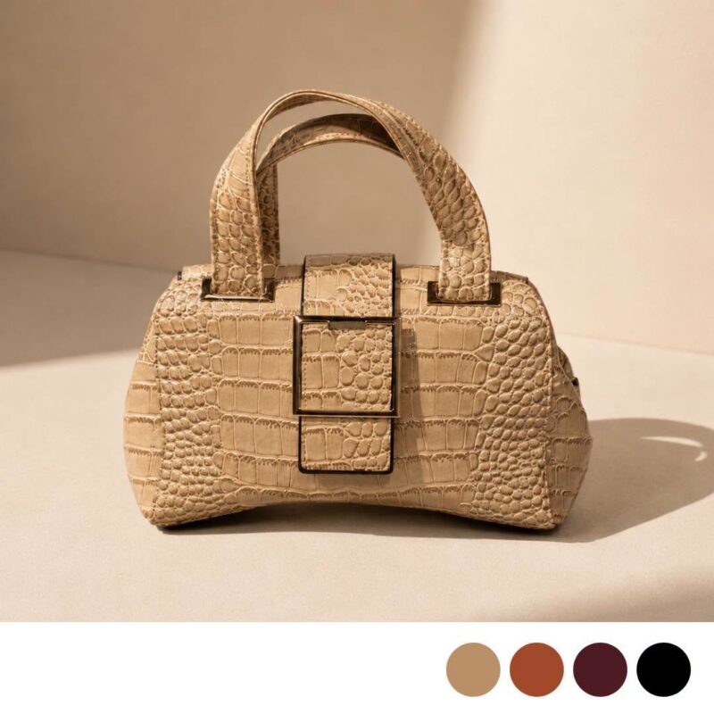 Crocodile Embossed Top Handle Bag