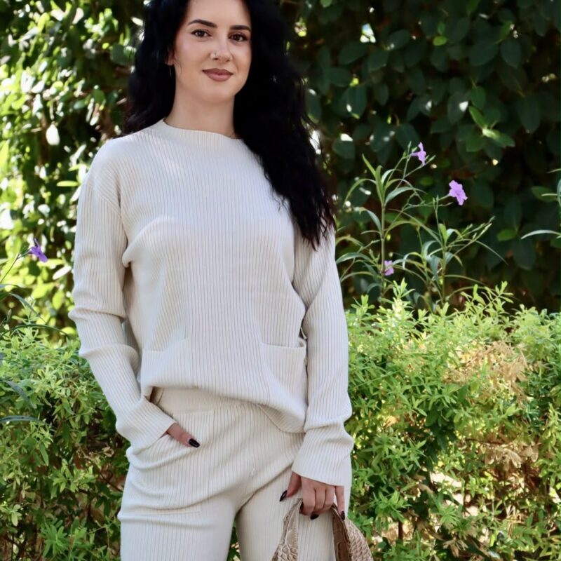 Ribbed Knit Two-Piece Loungewear Set