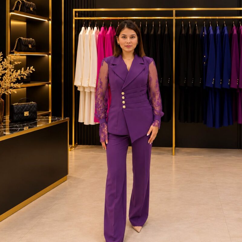 Contoured Asymmetric Blazer & Trouser Set