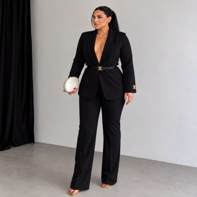 Sleek High-Waisted Wide-Straight Dress Pants