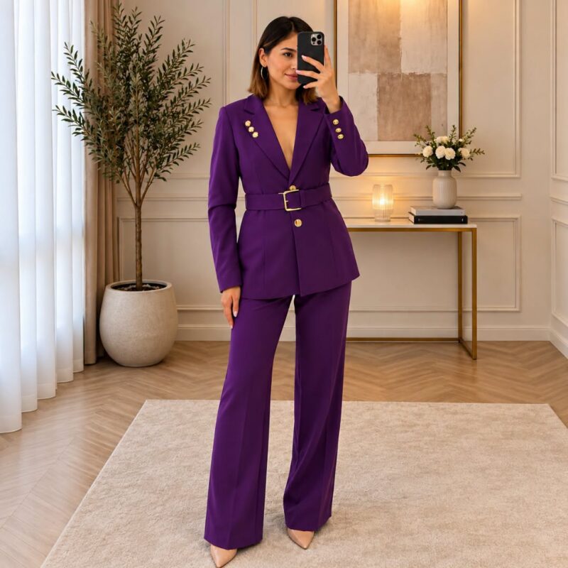 High-Waisted Pressed-Crease Wide-Leg Trousers