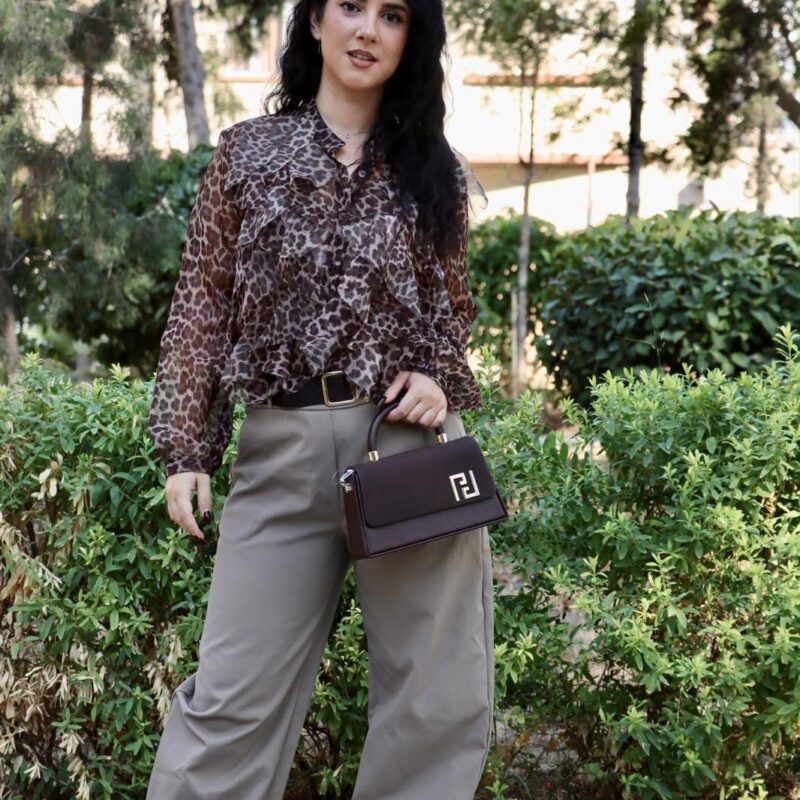 Flowy Ruffled Animal-Print Shirt